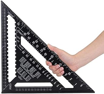 Hinmay 12Inch Rafter Square Carpenter Square Aluminum Square Layout Tool with Black Oxi