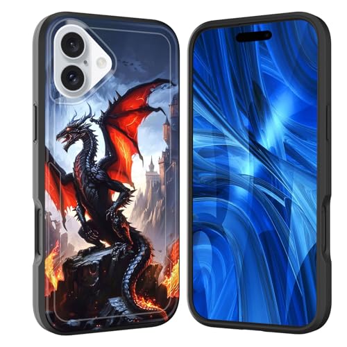 JHYYTUJTYP for iPhone 17 Case,[Military Grade Drop Tested] Heavy-Duty Tough Rugged Shockproof Protective Case for iPhone 17 6.3 inch 2025,Magic Dragon Castle
