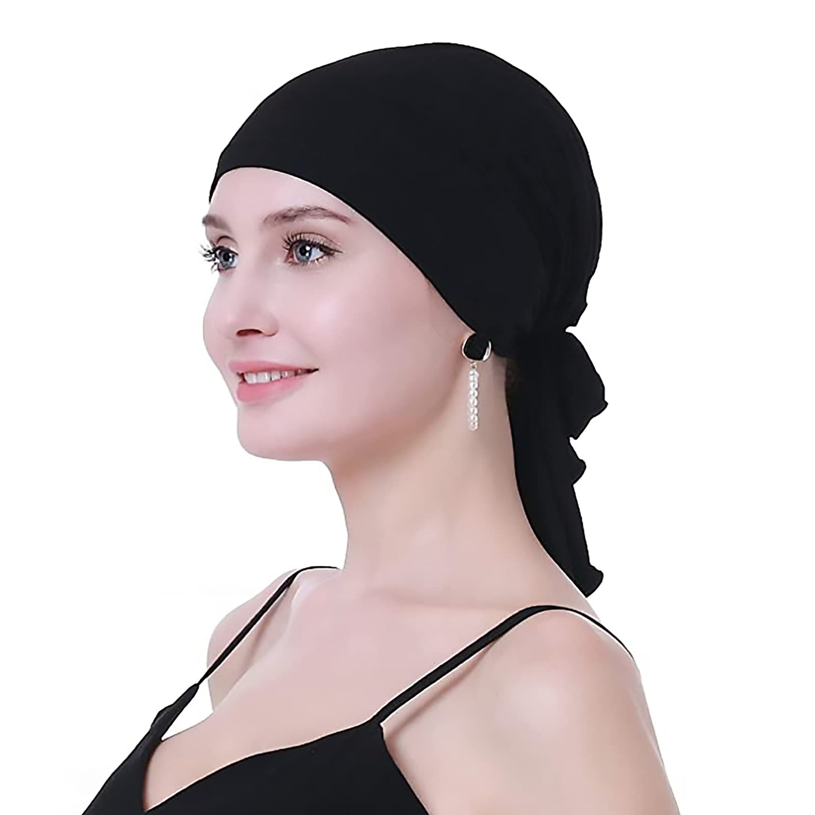 Naapesi Sombrero Turbantes para Mujer, Turbante Elástico de Algodón, Gorro de Beanie de Turbante Nudo, Plisado Sombrero Abrigo del Pelo, Gorros para Dormir para Cáncer, Quimioterapia, Pérdida de Cabello