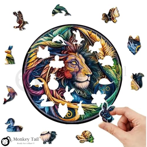 Image of MONKEYTAIL Whimsy Wooden Jigsaw Puzzle for Adults - Laser-Cut Pieces, 3D Puzzle Box as Birthday Gift for Boys & Girls - Brain Teaser, Home Decor & Family Game (VIBL, Size: Medium)