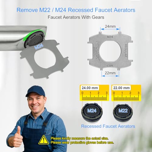 Upgraded Portable 5-in-1 Faucet Aerator Removal Tool, 304 Stainless Steel Mini Aerator Key Wrench for Sink Faucets Aerators, Fits Regular Size (Quarter), Junior Size (Nickel), M24 Male Thread Aerators - Thumbnail 5