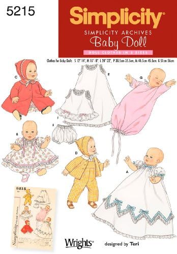 Simplicity Sewing Pattern 5215 Doll Clothes, A (S-M-L)