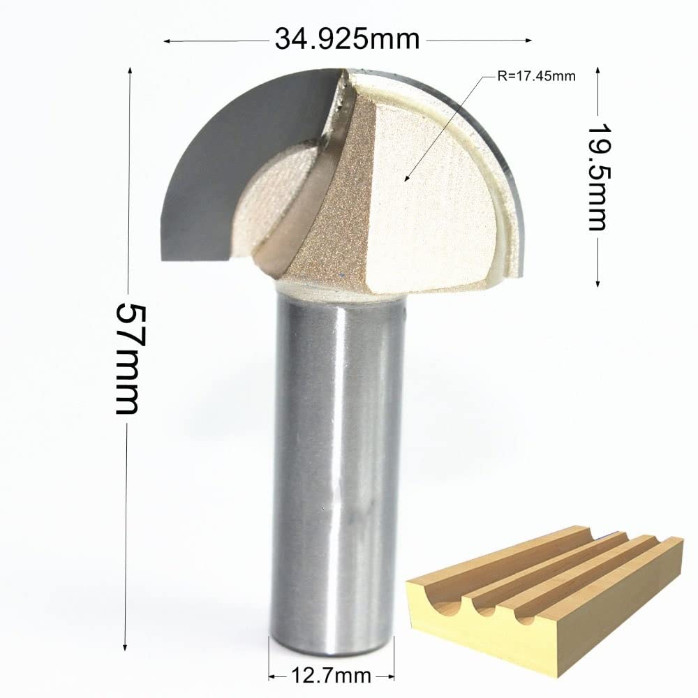 Fresa de carpintería con grabado CNC de 12,7mm x 34,9mm, fresa de extremo de carburo sólido, broca de enrutador de madera de fondo redondo, 1 ud.