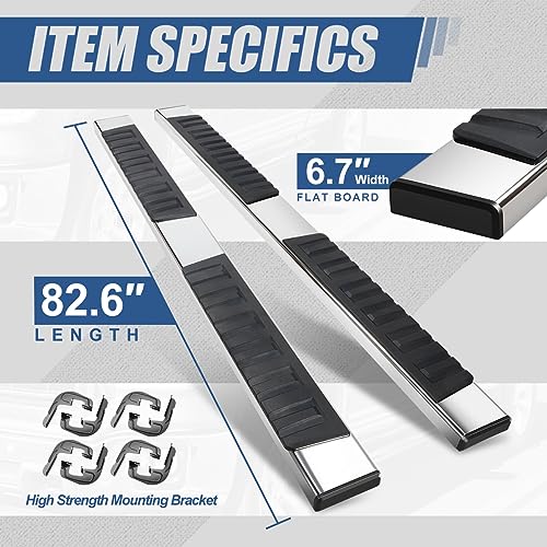 Auto Dynasty ADSTEPBZTL8017AD 6.75 Inch Running Boards For Truck 2007-2019 Chevy Silverado/Gmc Sierra 1500 2500Hd 3500Hd Crew Cab, Stainless Steel Side Steps, Chrome Nerf Bars Step Rails thumb #2