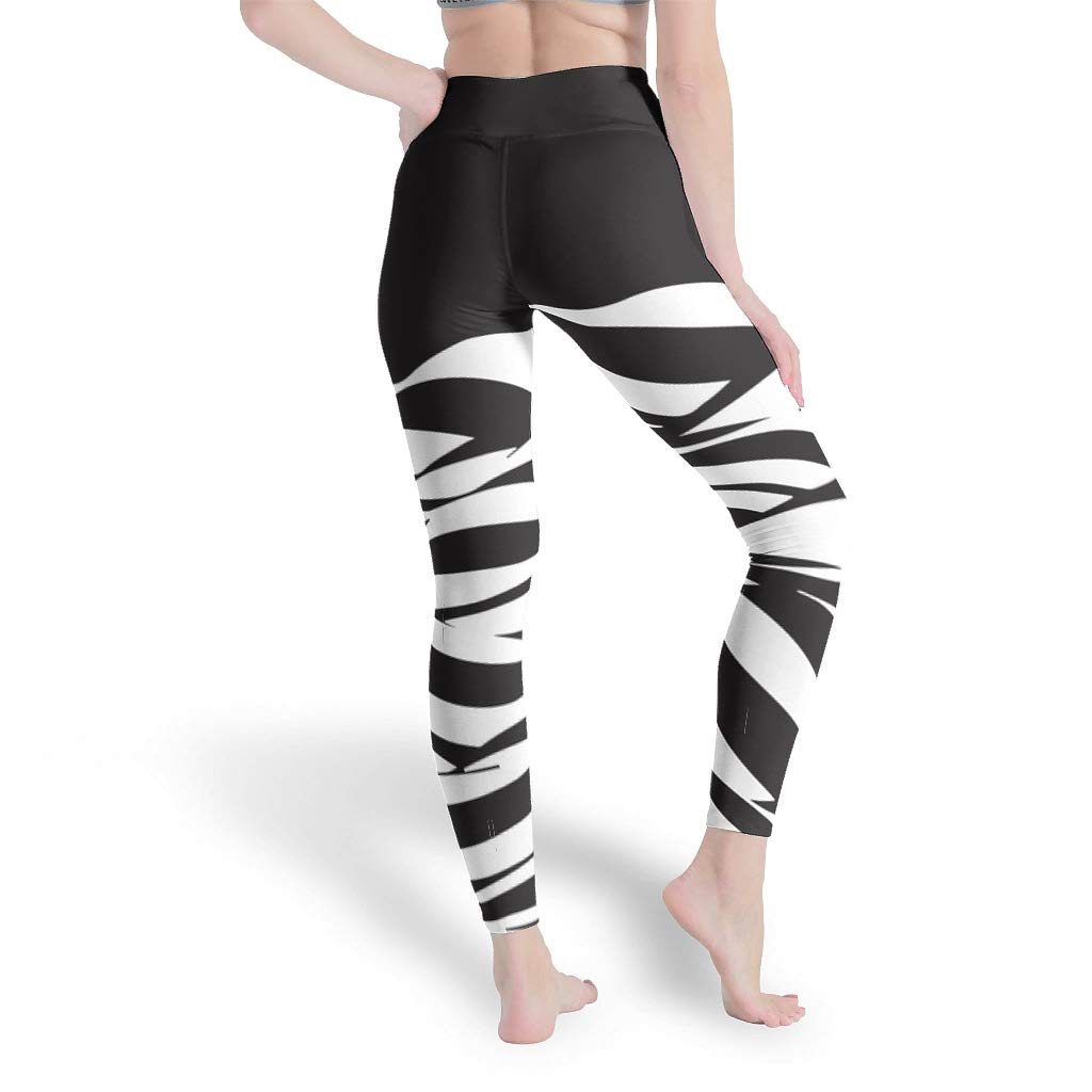 Damskie legginsy slim fit z wysokim stanem wygodne długie spodnie do jogi 3D, czarne i białe, z kontrolą brzucha, sportowe i białe