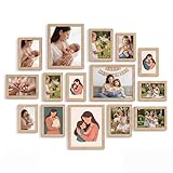 Venusmiles 15 Pack Picture Frames Collage Wall Decor, Gallery Frame Set for Wall Mounting or Tabletop Display, Multi Sizes Including 3pcs 8x10, 6pcs 5x7, 6pcs 4x6, Oak