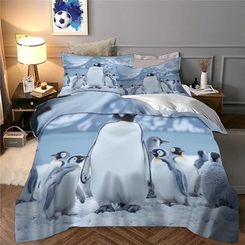 Parure de lit microfibre pingouin lit simple au design faune antarctique - 6