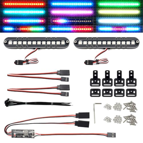 RC LED Light Bar Roof Lamp Headlight Tail Light Kit Bumper Light Compatible with Traxxas RC Car...