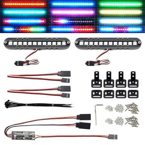 RC-LED-Lichtleiste, Dachlampe, Scheinwerfer, Rücklicht-Set, Stoßstangenlicht, kompatibel mit Traxxas RC-Auto, LKW, Crawler, Tamiya, Losi, HPI, Rustler, Axial-Polizeilichter (2-Bar-Version)