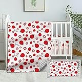 Personalized Crib Bedding Set for Baby Girls, Custom Baby Girl Crib Bedding Set with Name, Ladybug Nursery Bedding, 2 Piece Baby Crib Bedding Sets, Name Crib Comforter, Crib Fitted Sheets for Babies