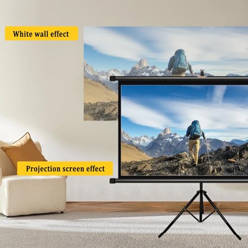 Pantalla para proyector con soporte, 60 pulgadas 16:9, pantalla portátil plegable enrollable mate para proyección, incluye trípode, para cine en casa y oficina miniatura 2