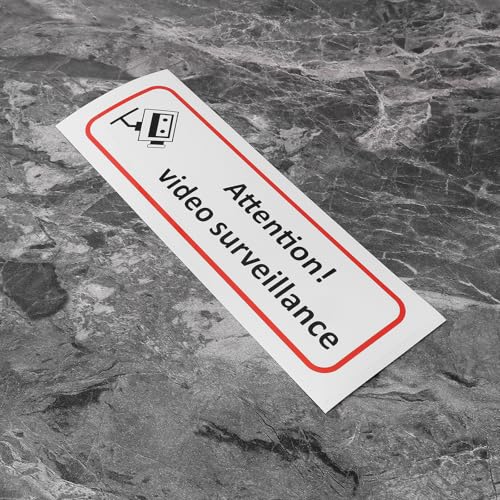 eMagTech 10 Stück Achtung Videoüberwachung Aufkleber 196 x 65 mm PVC-Aufkleber für Außen- und Innenbereich, wasserdichte Schilderaufkleber (Englische Version)