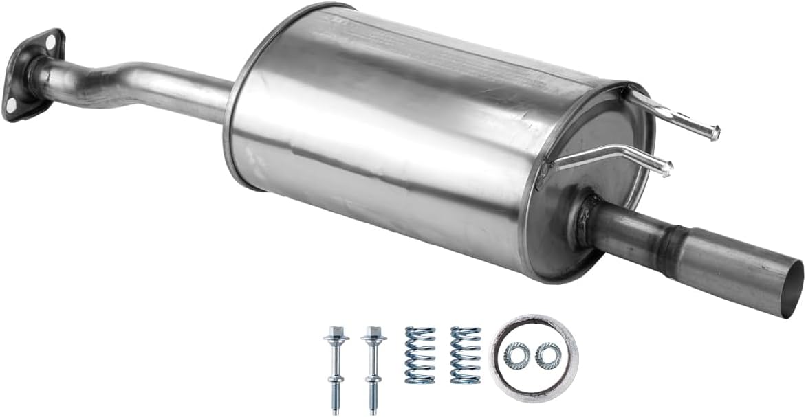 Stainless Steel Rear Exhaust Muffler 100% OEM Style Direct Fit For 2006-2011 Honda Civic 1.8L and 2006-2011 Honda Civic Hybrid 1.3L-Include Gasket and Bolt kit HC01