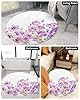 Flower Purple Fluffy Round Area Rug Carpets 4ft, Plush Shaggy Carpet Soft Circular Rugs, Non-Slip Fuzzy Accent Floor Mat for Living Room Bedroom Nursery Elegant Spring Botanical Summer White #4