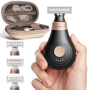 Trimcoo 2026 New Bikini Trimmer for Women - Small But Powerful Electric Razors, Intimate Pubic Hair/Lady Facial Painless Removal, USB-C Cordless Body Shaver for Trip, Replaceable Wet/Dry Blade, Black