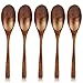 AOOSY Cuchara de madera,Juego de cucharas de sopa de madera respetuosas con el medio ambiente, Cuchara de mesa de arroz de madera de estilo japonés coreano de 7.8 pulgadas (5 uds)