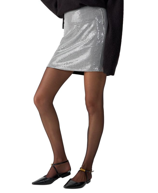 Sanctuary Women's Micro-Houndstooth Sequin Skirt (Micro Houndstooth, Large)2