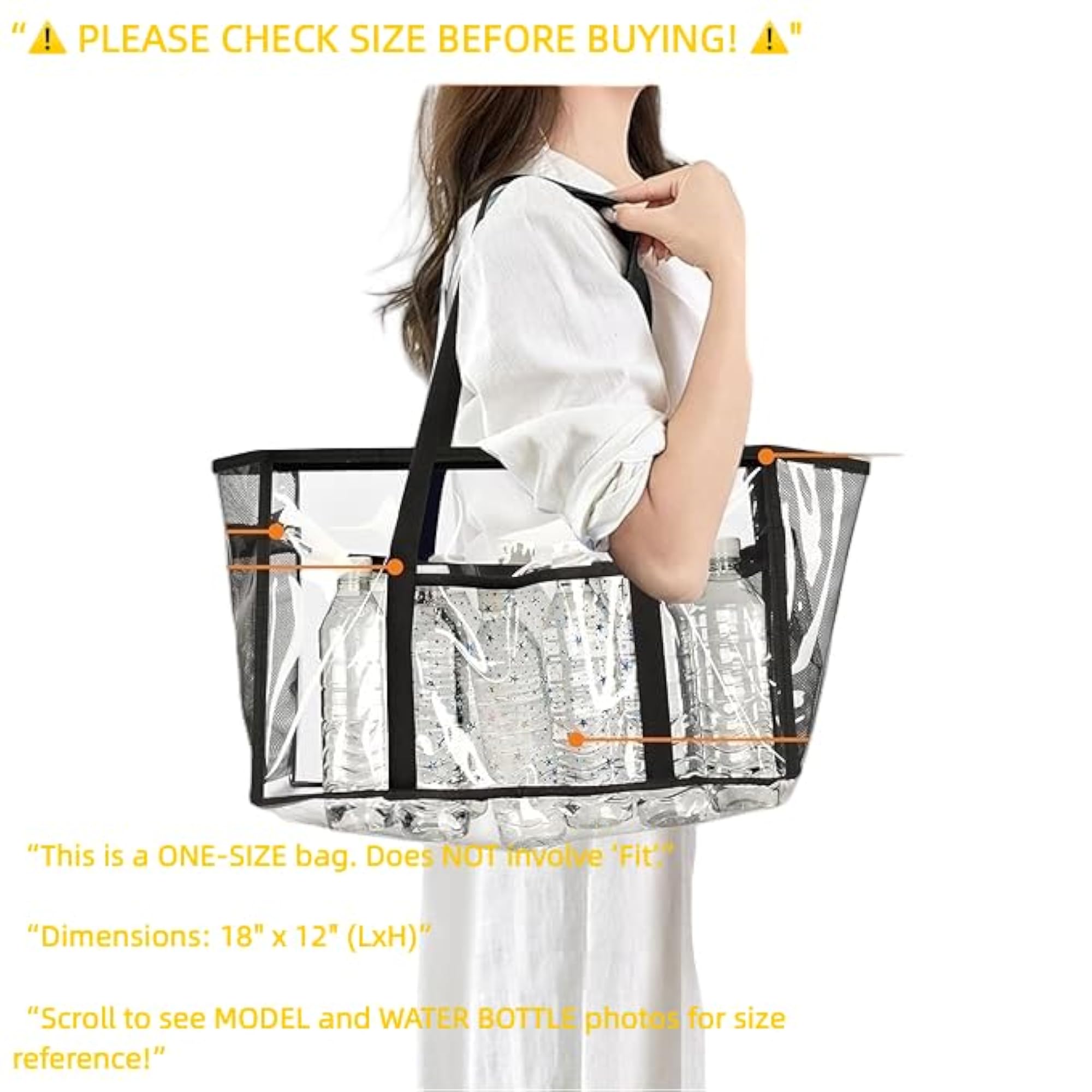 Clear Beach Tote Bag - Waterproof and Stadium Approved