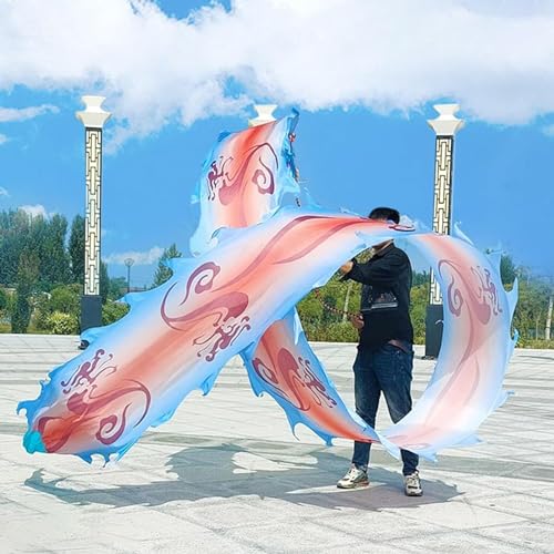 TFG - Ttfd Powder Blue Dancing Dragon Flag,Outdoor Sports Fitness Set,Square Sports Dance Silk Rope Juggling(8 m (26 ft))