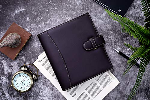 "It's Academic Mini Executive Leather Portfolio Folder, 1"" Ring Binder And 250-Sheet Capacity, Note Pads, And 5.5"" X 8.5"" Documents, 2 Pen Loops, Dark Brown Faux Leather" (98295) #TOP6