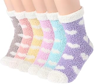Plush Slipper Socks Women - Colorful Warm Fuzzy Crew Socks Cozy Soft 6