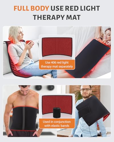Red Light Therapy Pad for Body 406 LEDs 660nm & 850nm, 60W Foldable Near Infrared Light Mat with 5 Level Heating Mode, Smart Temp & Timer, Back, Waist, Shoulder Muscle & Pain Relief — view 5