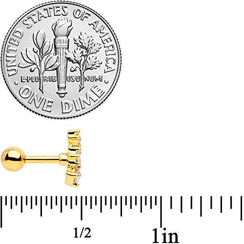 Body Candy 16G Womens 3Pc Pvd Steel Clear Accent Nautical Cartilage Earring Helix Tragus Jewelry Set 1/4" #TOP3