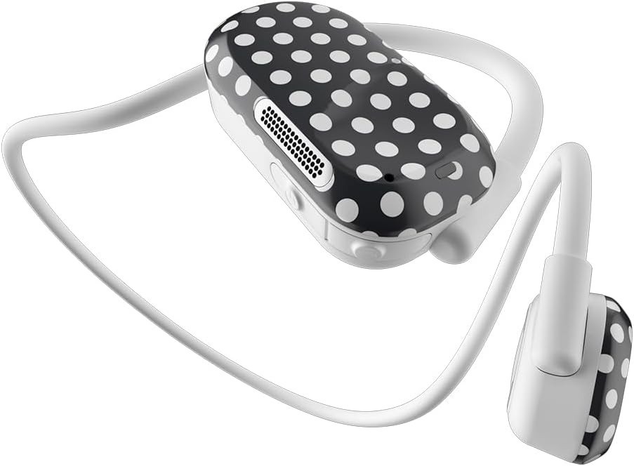 Purity Air Open Ear Headphones - True Air Conduction Wireless Bluetooth Open Ear Earbuds with Dual Mic for iPhone/Android - Secured Long Wearing Comfort, Sports Sweat Resistant (White dots)