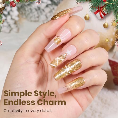 Image of Beetles Gold Gel Nail Polish - Starlit Gold Sparkling Glitter Reflective Purple Gel Polish 15ml UV /LED Soak Off Long Lasting Nail Art Home DIY Salon