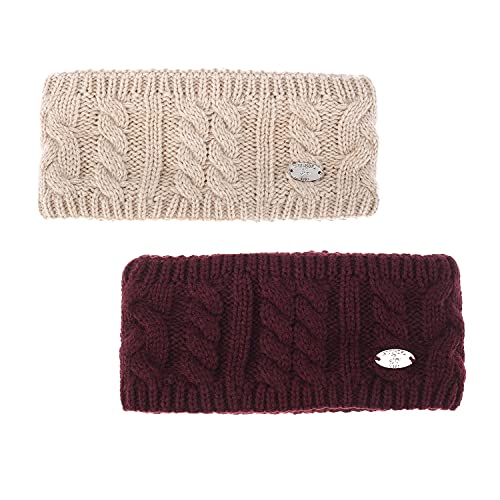 AnJuHoPa Bandeau en tricot pour femme - Chaud - Pour l'hiver - Avec doublure en polaire douce - Beige et WineRed Cover