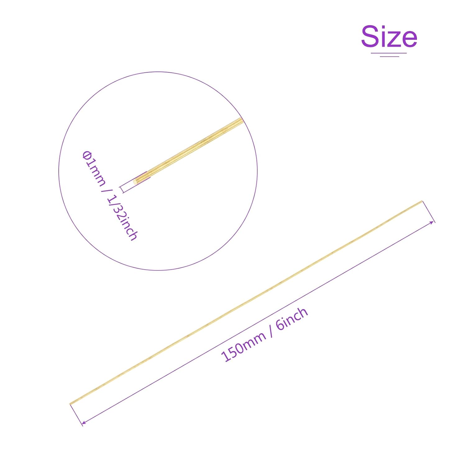 DMiotech 10 Pack 1mm x 150mm Brass Rods, Solid Round Brass Rod for DIY Craft Brass Rods Lathe Bar Stock for Modeling Hobby Rivet Making Handle Pin