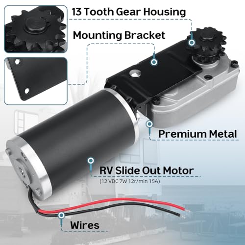 Image of 225008 RV Slide Out Motor & Gear Housing for BAL Accu-Slide Cable Slide Out System, RV Slide Out Gear Box and High Output Motor,Replace ‎R25076-1, R25075.