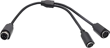 PS 2 Splitter 6 pin Mini Din Male Plug to 2 x Female Sockets Cable Mouse/Keyboard Y Splitter Cable- PS/1 M to PS/2 F 30cm/1ft 6 pin