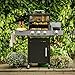 Fire Mountain Cascade 4 Burner Gas BBQ Black with Side Burner Cast Iron Grill Outdoor Barbecue for Garden Patio 51.5 x 37.5cm Cooking Area