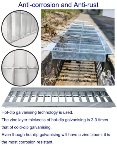 Image of Galvanized Steel Drain Grate with Lip, Channel Cover 20x3 in 2pk