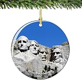 City-Souvenirs Mount Rushmore Christmas Ornament Porcelain, Double Sided 2.75 Inches