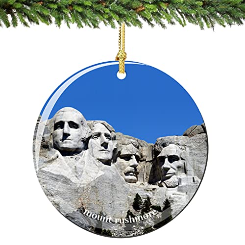 City-Souvenirs Mount Rushmore Christmas Ornament Porcelain, Double Sided 2.75 Inches #TOP13