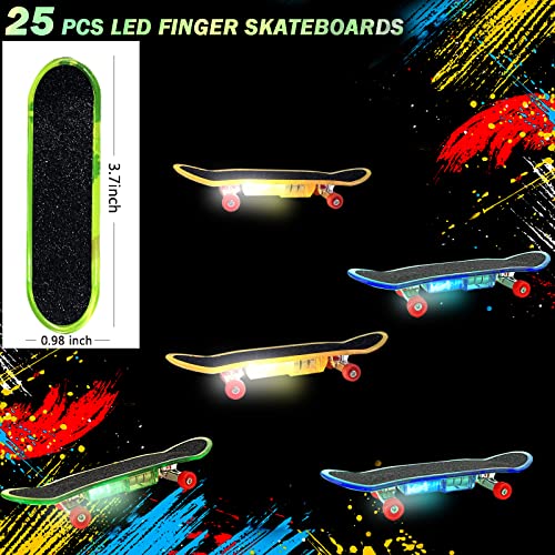 Mini Finger Skateboards For Kids Set Of 25, Light Up Mini Finger Toys Led Fingerboard Hand Skateboard For Creative Fingertips Movement Sports Finger Skater #TOP1