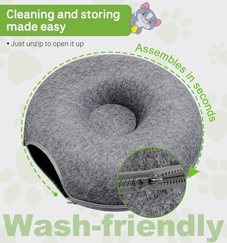image for MAMI&BABI Cat Cave for Indoor Cats, Cat Donut Cat Tunnel Bed, Scratch 