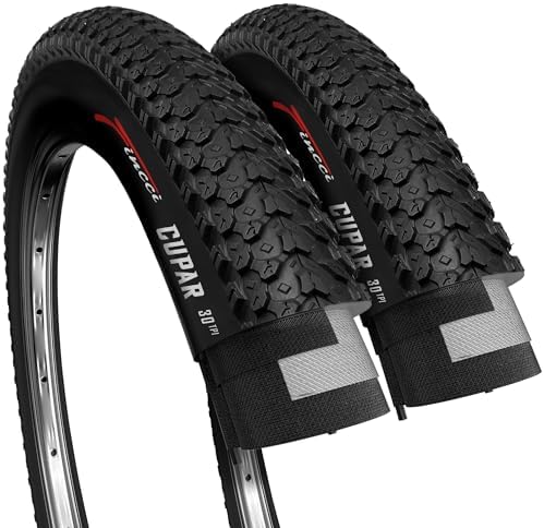 Fincci Bike Tires 26 x 2.125 - Pair 57-559, 26 inch Mountain Bike Tires - Black Foldable Kevlar Knobby 26 inch Bike Tires for Dirt,
Trail,
Enduro, Off Road Bicycles, 26" MTB All Terrain Bike Tyres