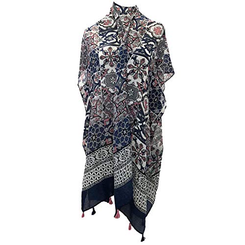 allgala Women's Silk Like Printed Open Front Cape Poncho Shrug Wrap Shawl