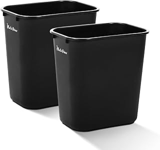 28 Quart Trash Can, Black Plastic Rectangular 7 Gallon Wastebasket for Kitchen Bathroom Office, 28 qt Garbage Can Fits Under Desk Cabinet Sink, Pack of 2