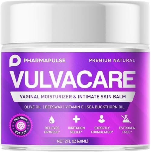 Pharmapulse Vaginal Moisturizer, Vulva Balm Cream, Intimate Skin Care, Menopause Support - Relieves Dryness, Itching, Burning, Redness, Chafing, Odor, Irritation - Estrogen Free 2oz