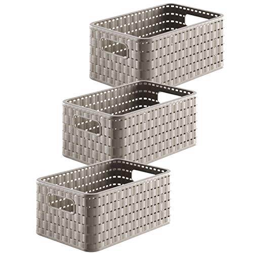 Rotho Country - Cajas de almacenaje (3 Unidades), Cappuccino, A5 / 6 Liter (28 X 18,8 x 12,6 cm)