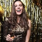 2 Pack Gold Backdrop Birthday Decorations Foil Curtain Backdrop Gold Streamers Dance Party Decorations Photo Booth Props for Bachelorette Decorations Christmas Halloween New Years Eve Party Supplies - Image 4
