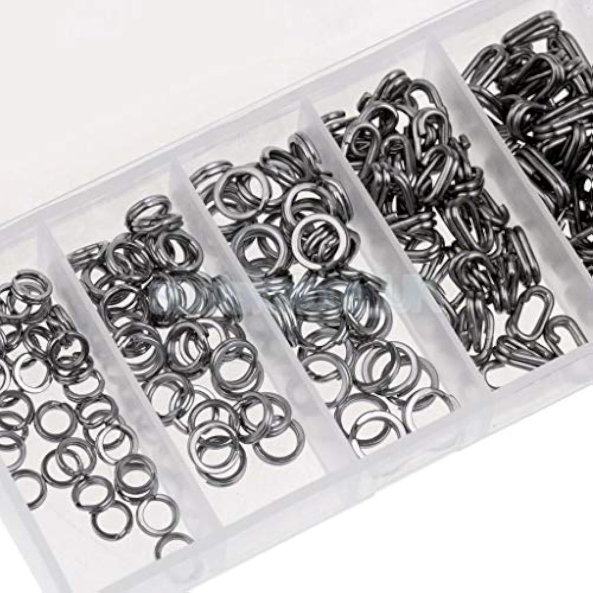 200pcs Oval & Round Fishing Split Ring Double Loop Connector Kit