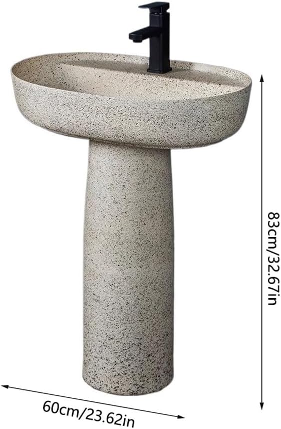 Ceramic Pedestal Sink for Bathroom Countertop Stylish Vessel Basin for Vanity, Outdoor Balcony Use Household Wash Sink