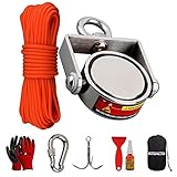 MUTUACTOR Angelmagnet, doppelseitig, kombiniert, 400 kg, magnetische Zugkraft, robuster Neodym-Magnet N52, leistungsstarker, starker Magnet zum Zurückholen von Schätzen in Flüssen