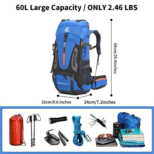 Ruru Monkey 60L Hiking Backpack With Rain Cover Lightweight Travel Camping Daypack Backpack #TOP2