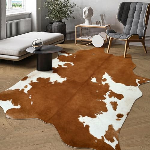 DweIke Kunstleder-Teppich 140 x 158 cm, großer Kunstfell-Teppich für Schlafzimmer, Wohnzimmer,...